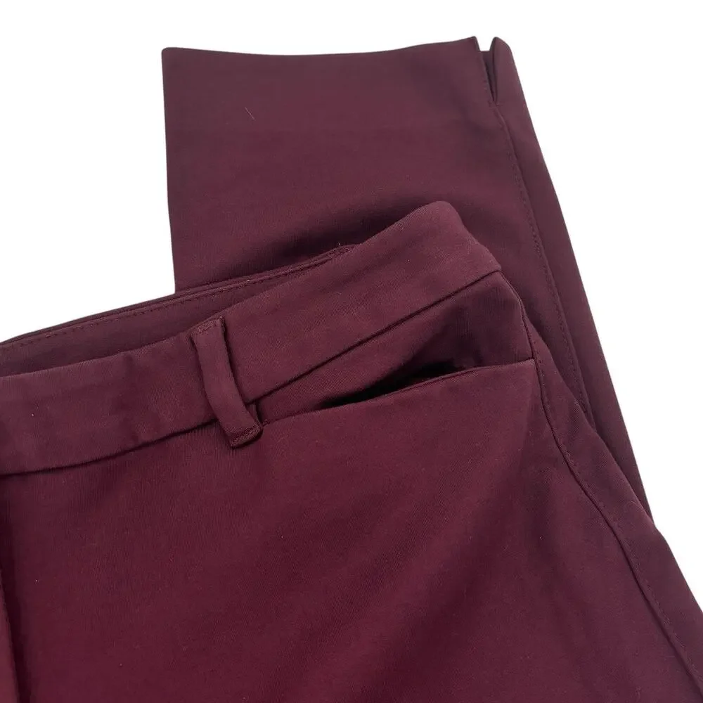 White House Black Market WHBM Burgundy Ponte The Slim Ankle Pants